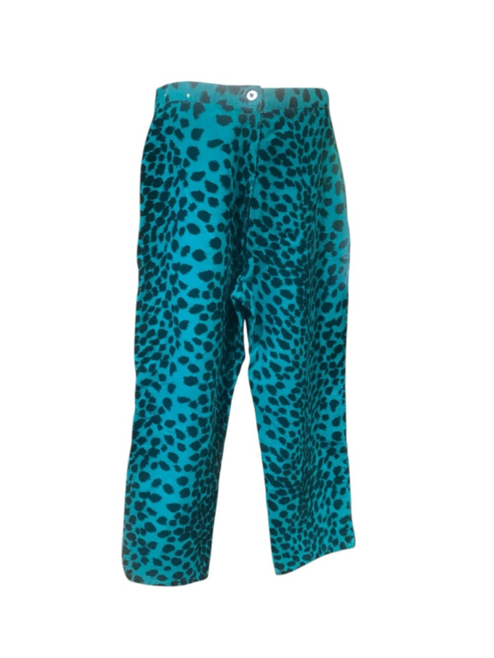 Vntg Y2K Cherokee of California Corduroy Pants Size 9 Blue Black Animal Print